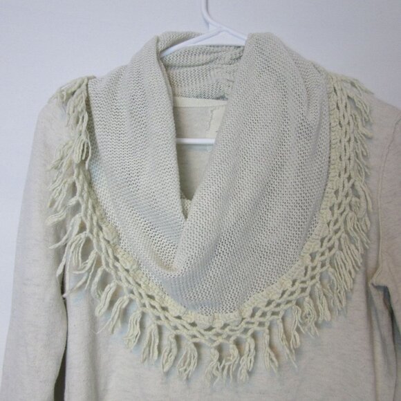 Anthropologie Angle of the North Wool Cashmere Knit Cowl Neck White Sweater Med - Picture 2 of 8